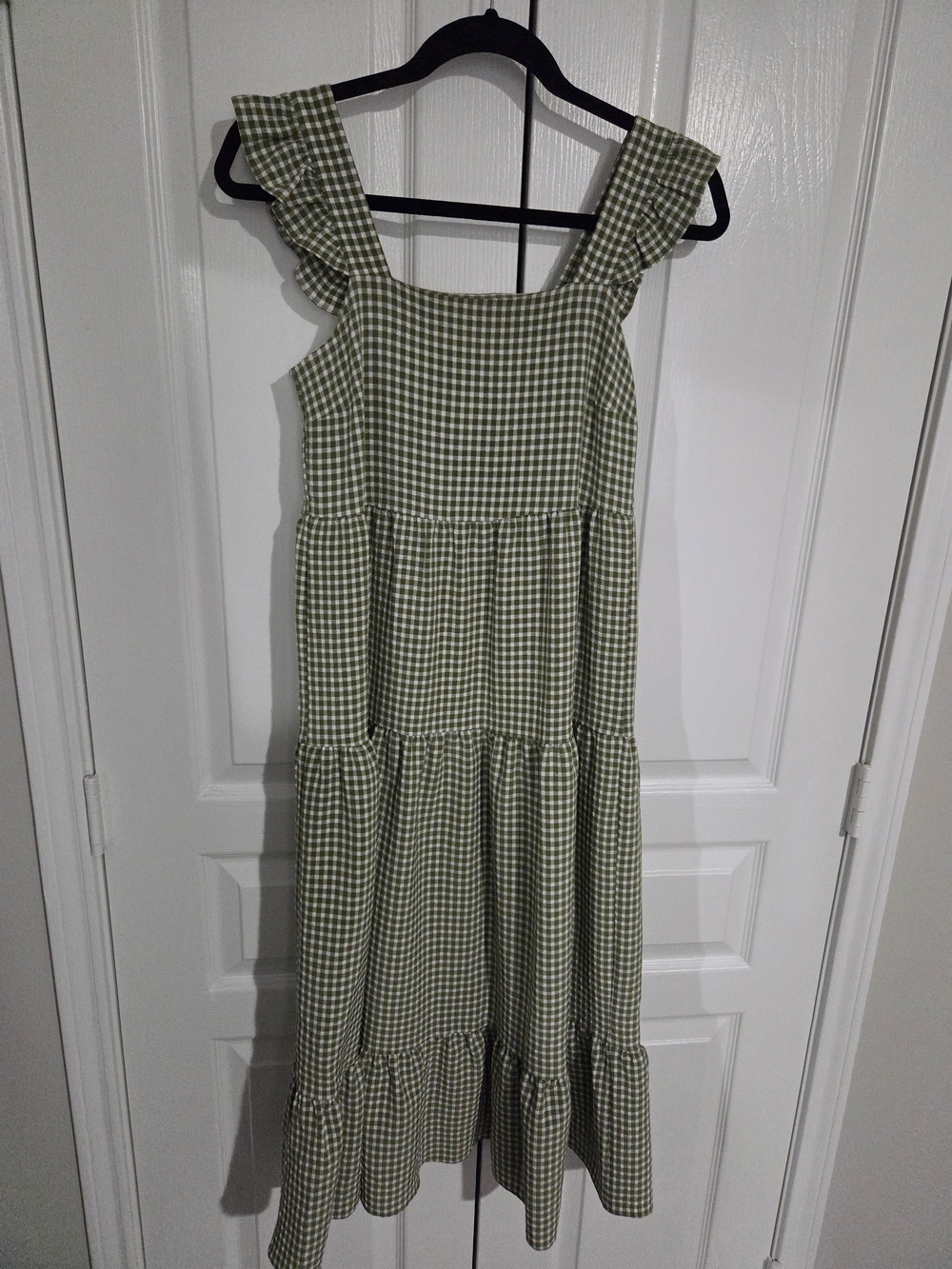 New Look Olive Green and White Gingham Dress